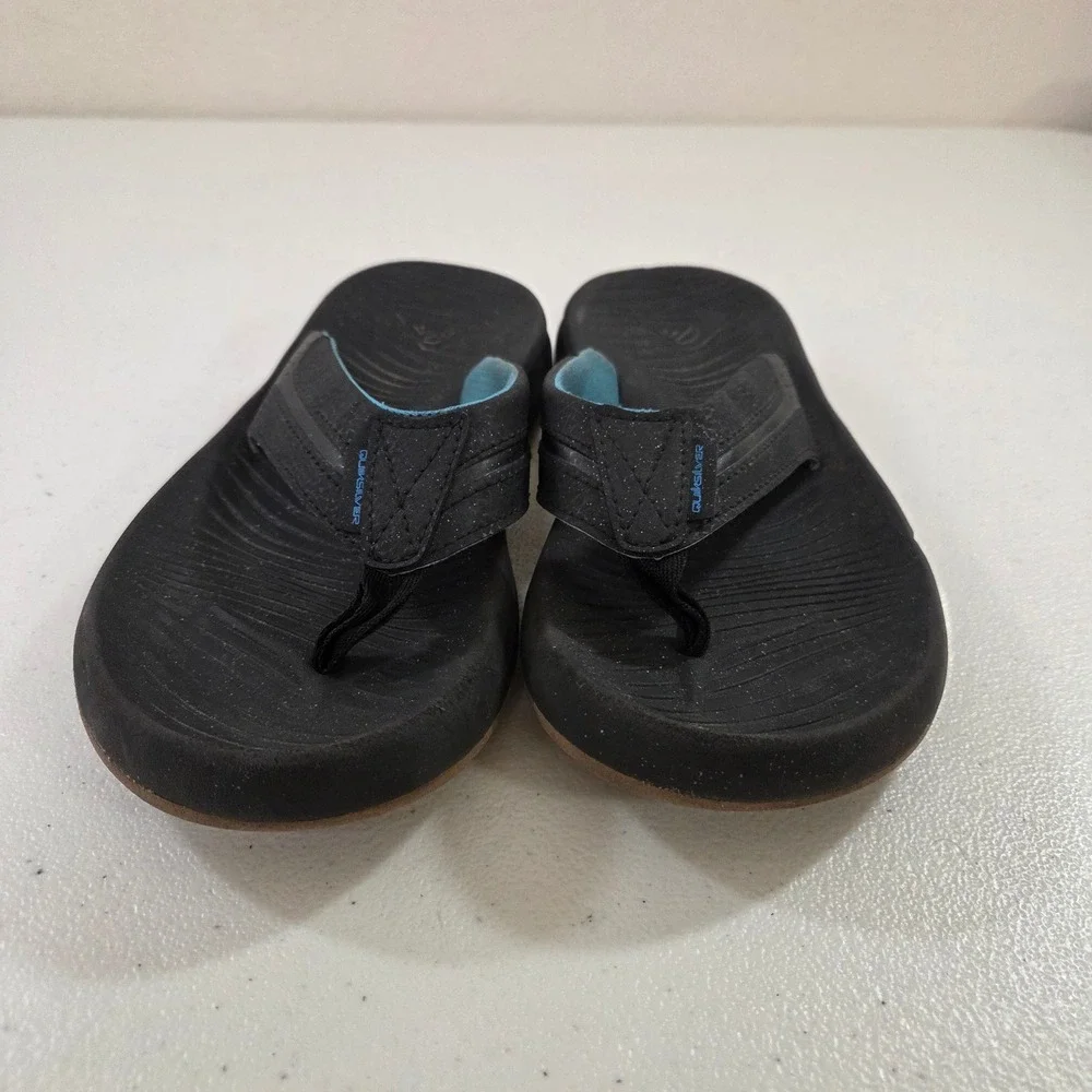 Quiksilver Hydrobound Mens Flip Flops Black Blue Thong Sandals‎ Size 7 9.5 Inch